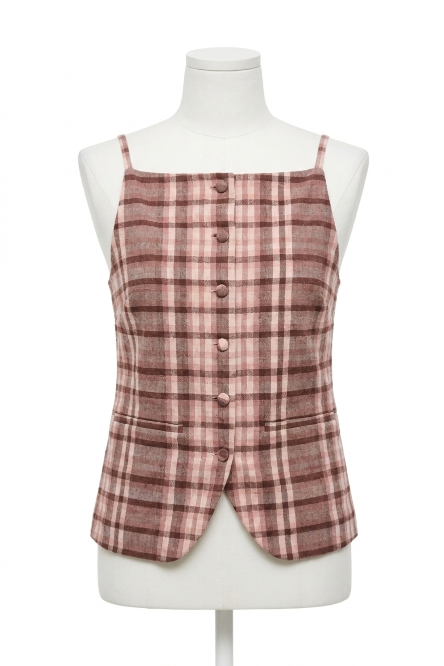 NEW STAUD una vest style top in tuscany plaid